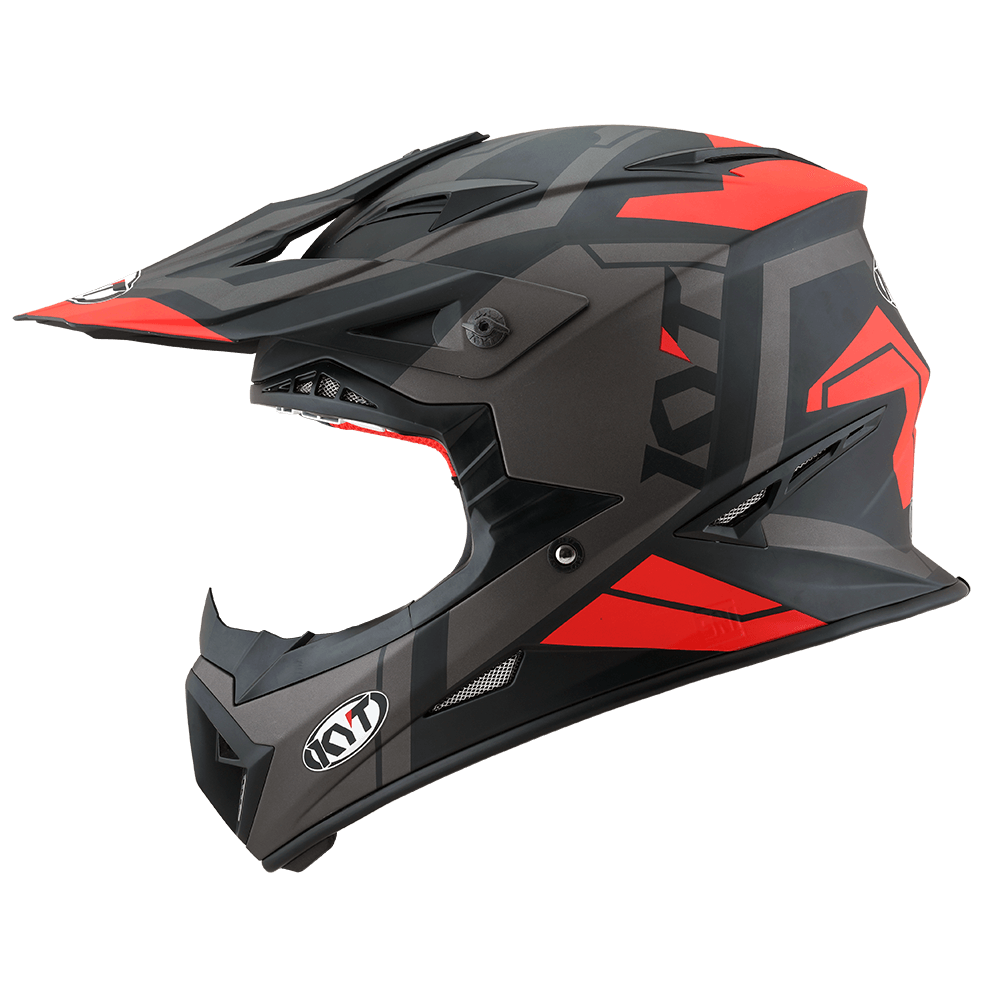 KYT Jumpshot Helmet - Matt Black/Red Fluo