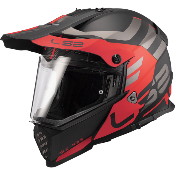 LS2 MX436 PIONEER EVO ADVENTURER HELMET - MATT BLACK RED