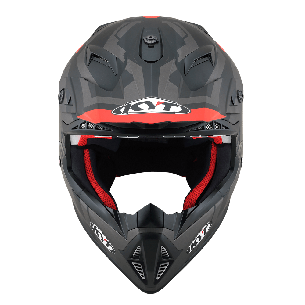KYT Jumpshot Helmet - Matt Black/Red Fluo