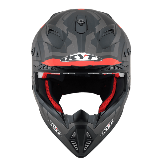 KYT Jumpshot Helmet - Matt Black/Red Fluo