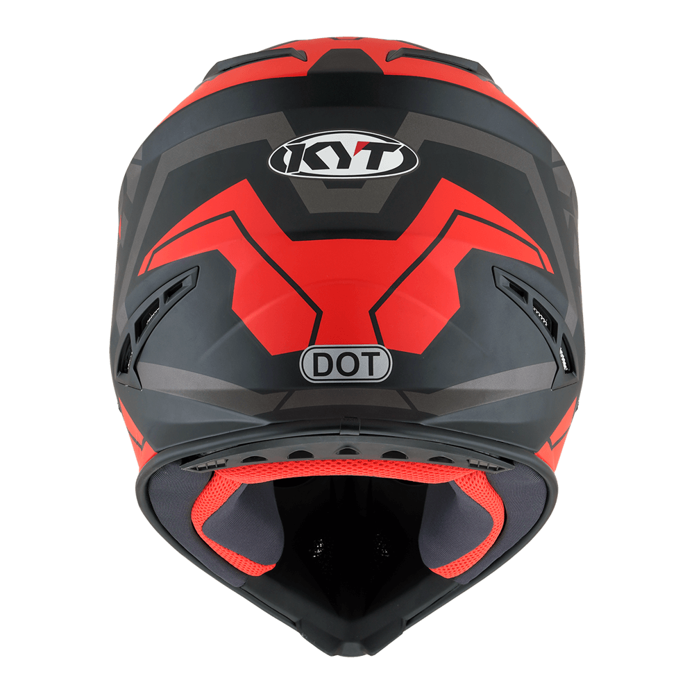 KYT Jumpshot Helmet - Matt Black/Red Fluo