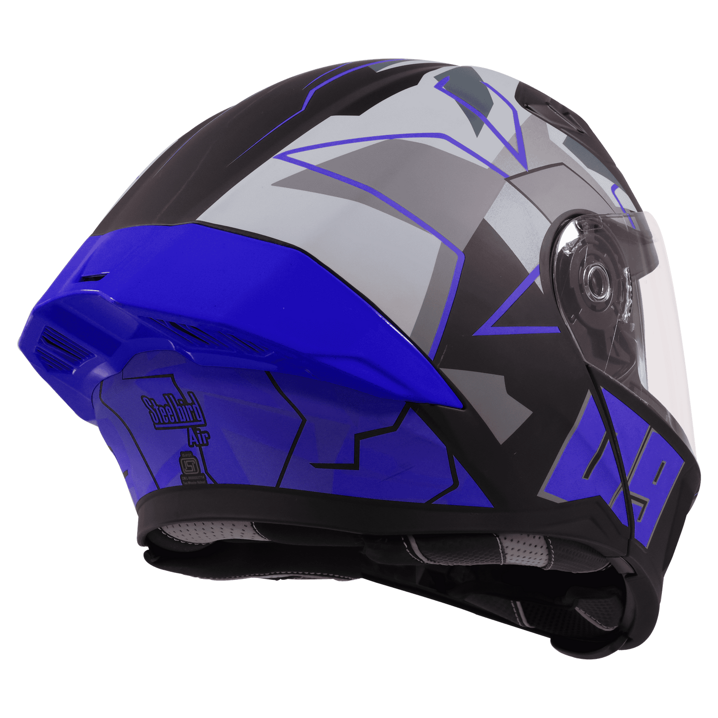 STEELBIRD SBA-20 ISS 09 HELMET - GLOSSY BLACK WITH BLUE