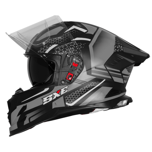 STEELBIRD SBH-61 ISS SXE SP3 HELMET - GLOSSY BLACK WITH GREY