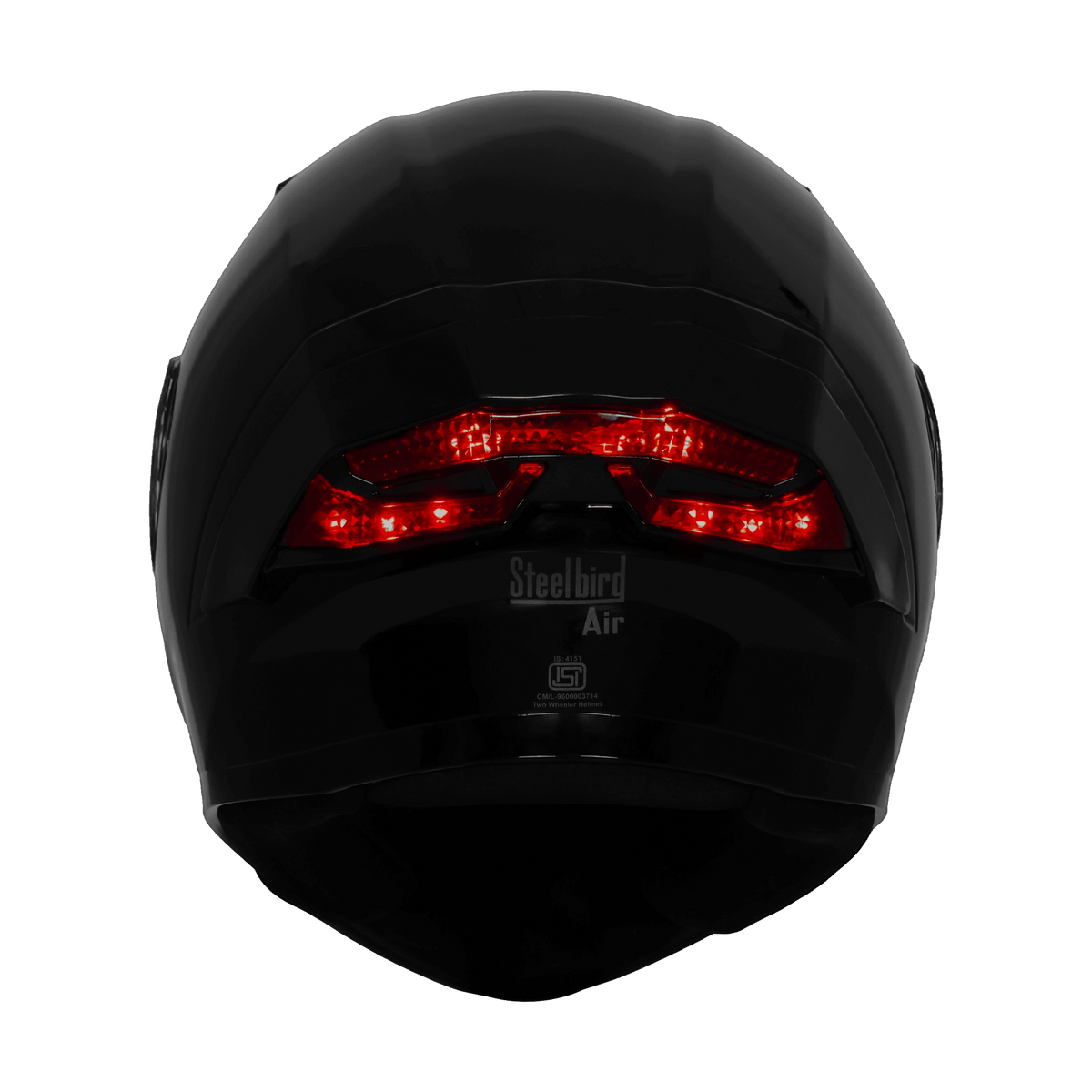 STEELBIRD SBA-11 ISS Dual Visor with Red Light Helmet - Glossy Black