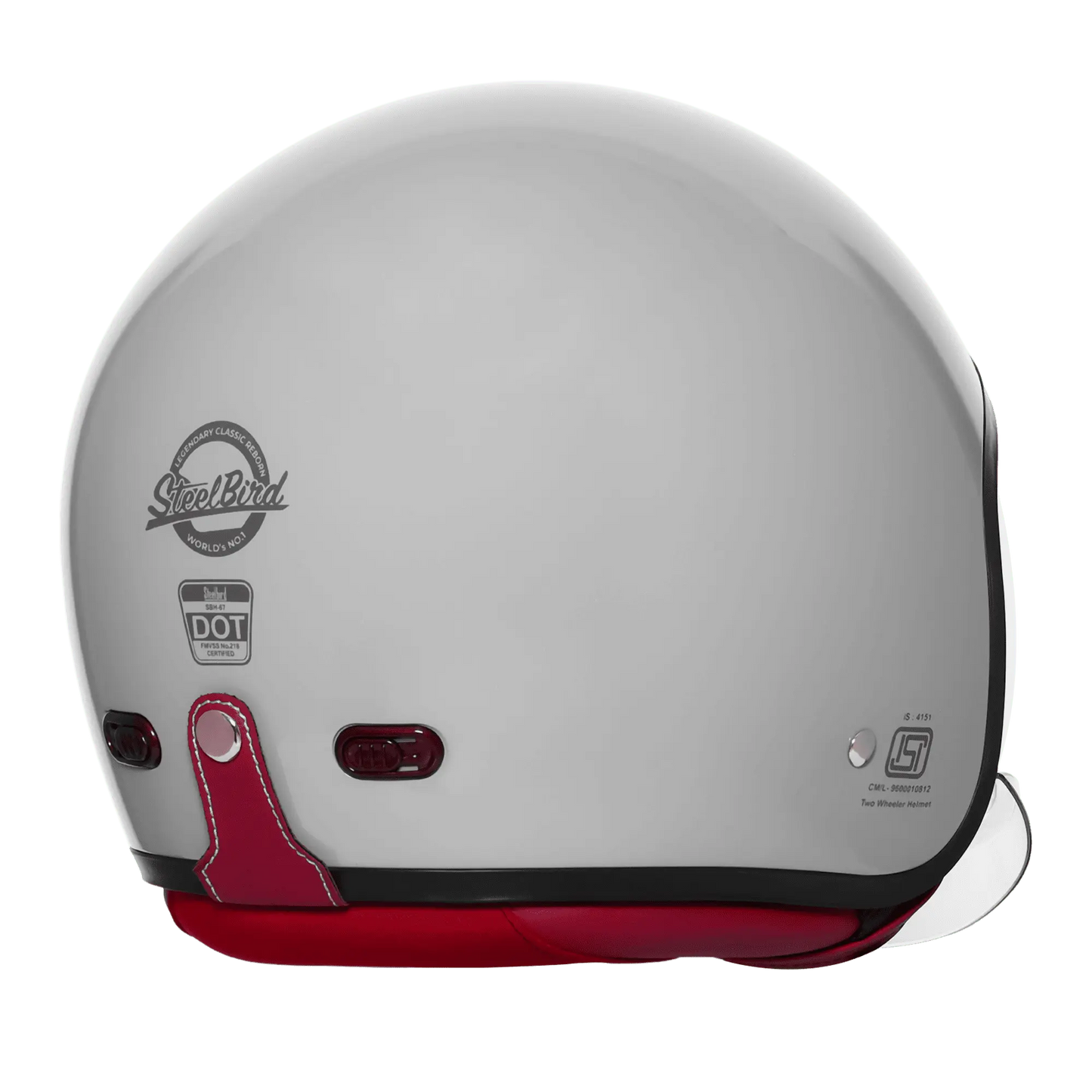 STEELBIRD SBH-67 VINTAGE DOT 5.O HELMET - GLOSSY TITANIUM GREY