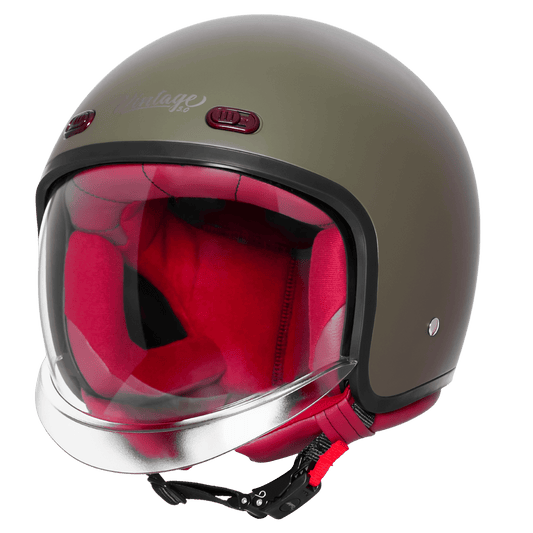 STEELBIRD SBH-67 VINTAGE DOT 5.O HELMET - MATT BATTLE GREEN