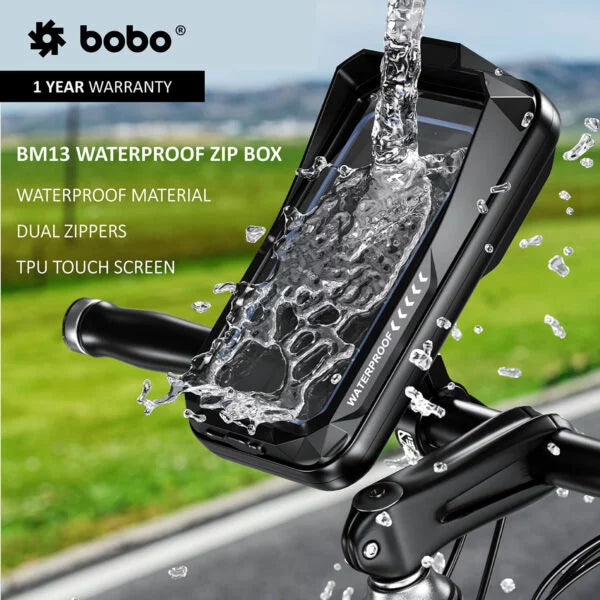 BOBO BM13H Waterproof Zip Box Bike Cycle Phone Holder Motorcycle Mobile Mount