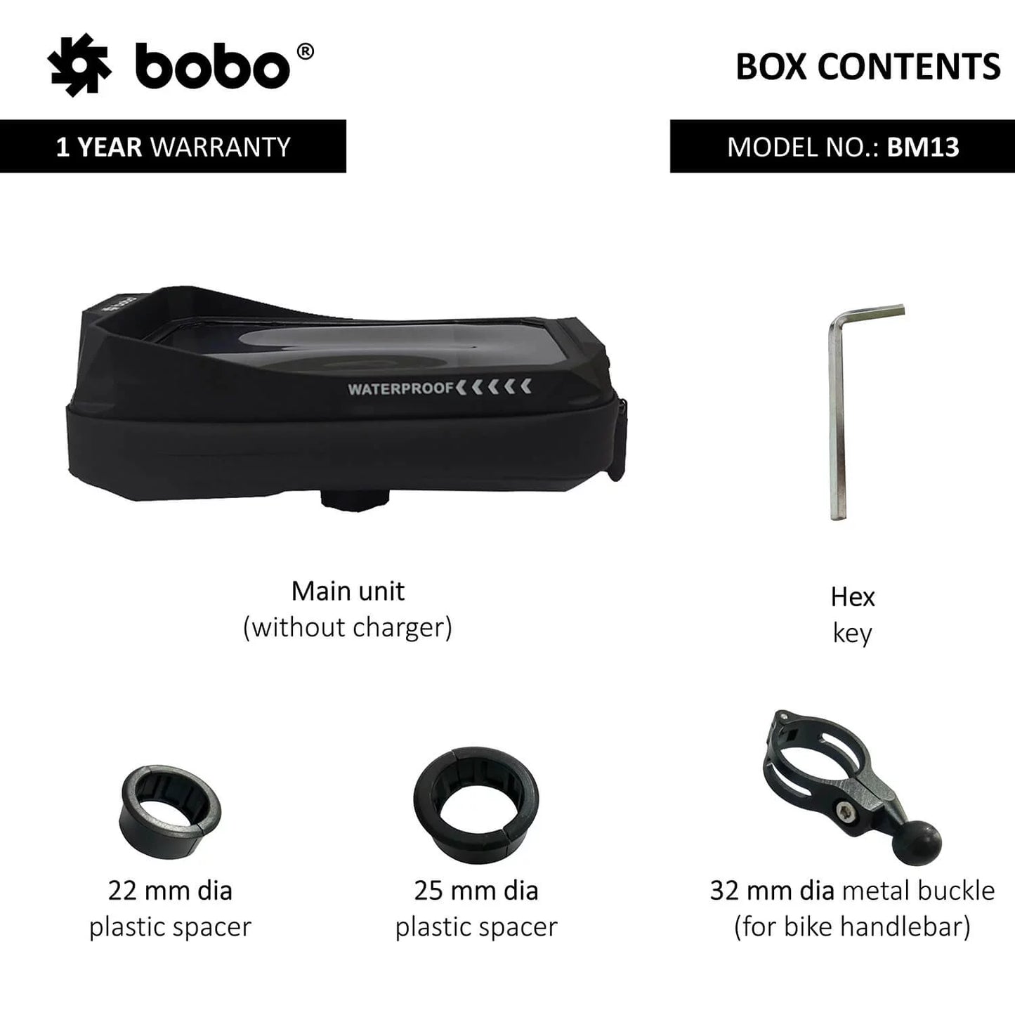 BOBO BM13H Waterproof Zip Box Bike Cycle Phone Holder Motorcycle Mobile Mount