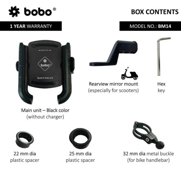 BOBO BM14 Quick Release Enhanced BM4 Bike Cycle Phone Holder Motorcycle Mobile Mount