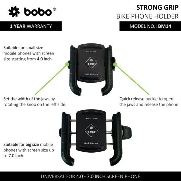 BOBO BM14 Quick Release Enhanced BM4 Bike Cycle Phone Holder Motorcycle Mobile Mount