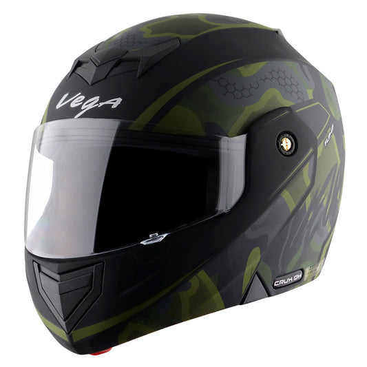 Vega Crux DX Fighter Helmet - Dull Black Battle Green