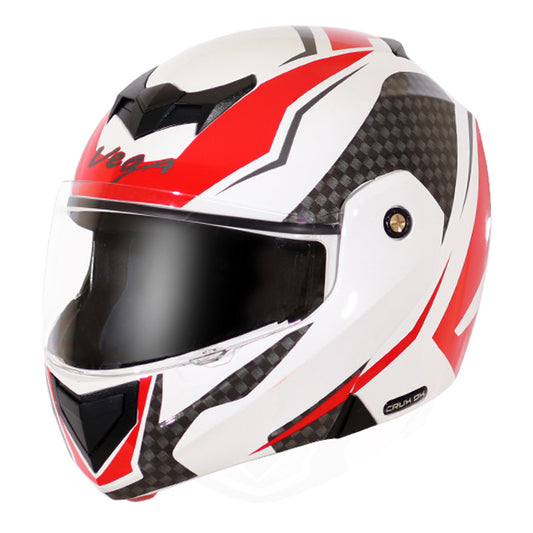Vega Crux DX Checks Helmet - White Red