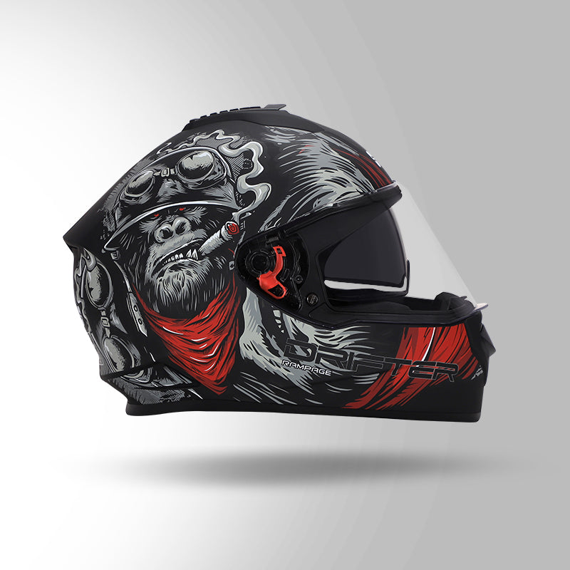 STUDDS DRIFTER D3 HELMET - MATT BLACK GREY RED N2