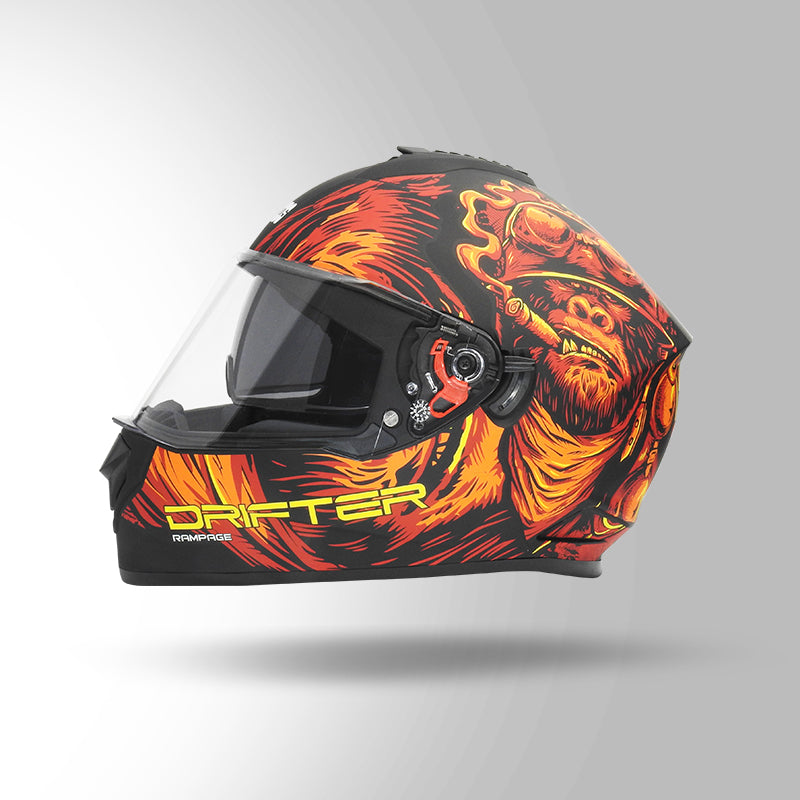 STUDDS DRIFTER D3 HELMET - MATT BLACK RED ORANGE