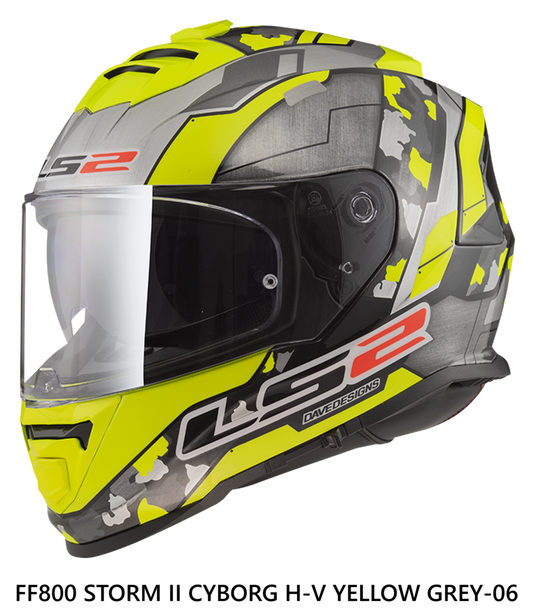 LS2 FF800 STORM 2 CYBORG HELMET - HV YELLOW GREY