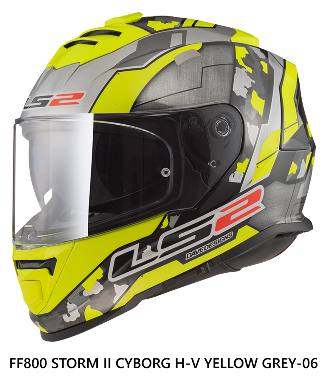 LS2 FF800 STORM 2 CYBORG HELMET - HV YELLOW GREY