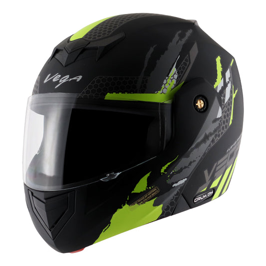 Vega Crux DX Flex Helmet - Dull Black Neon Yellow