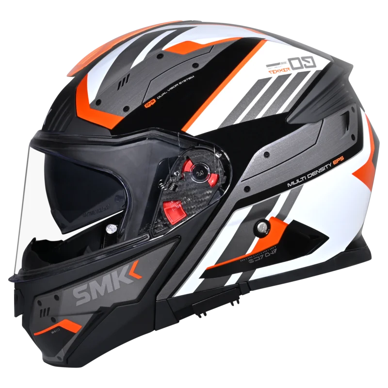 SMK GULLWING TEKKER HELMETS - GL217 GLOSS BLACK WHITE ORANGE