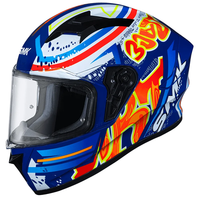 SMK STELLAR GRAFFITI HELMETS - BLUE WHITE