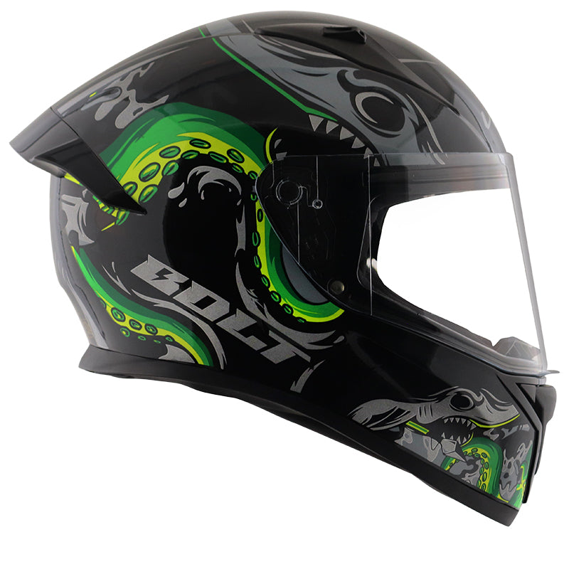 Vega Bolt Octopus Helmet - Black Neon Green