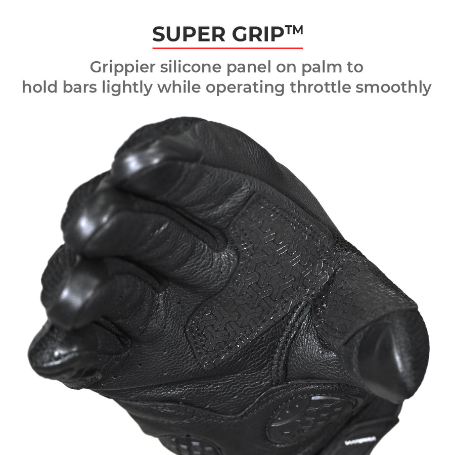 VIATERRA HOLESHOT – SHORT MOTORCYCLE RIDING GLOVES - GUNMETAL