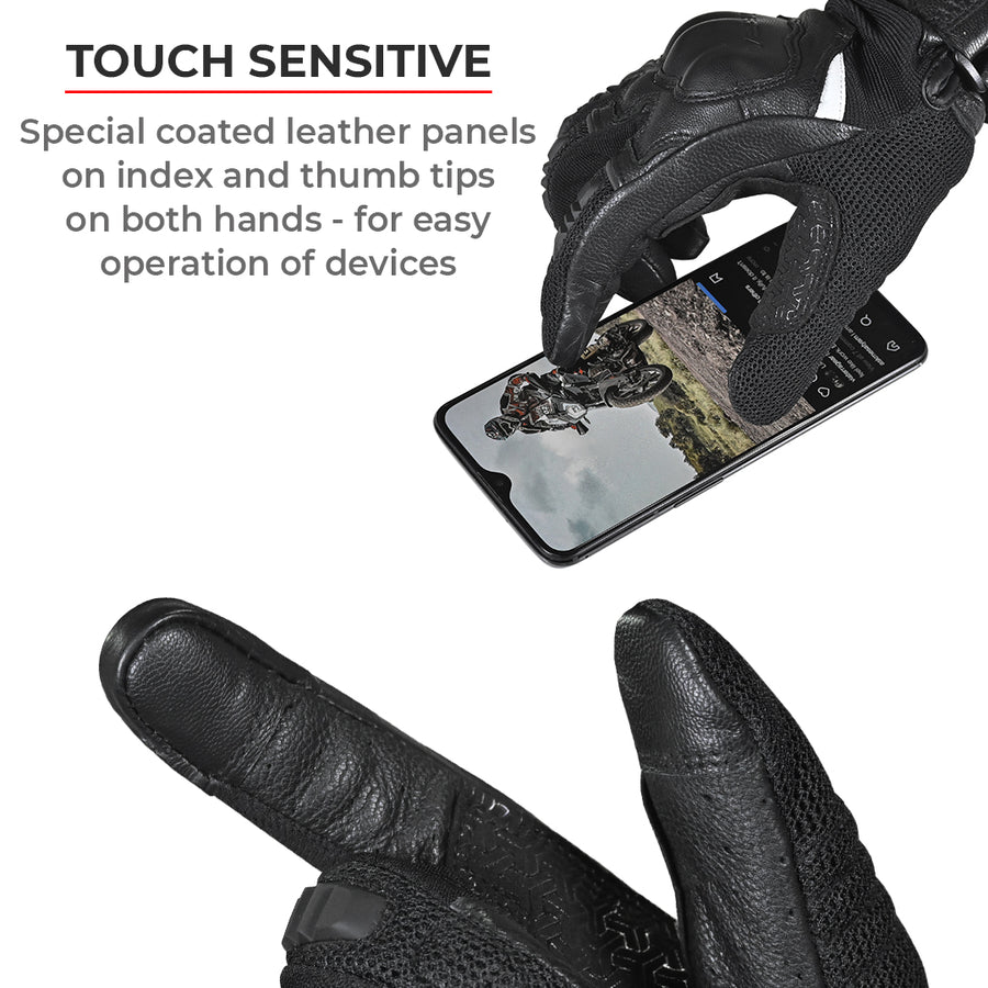VIATERRA HOLESHOT – SHORT MOTORCYCLE RIDING GLOVES - GUNMETAL