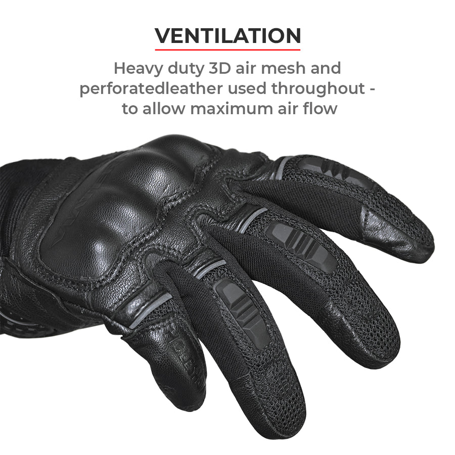 VIATERRA HOLESHOT – SHORT MOTORCYCLE RIDING GLOVES - GUNMETAL