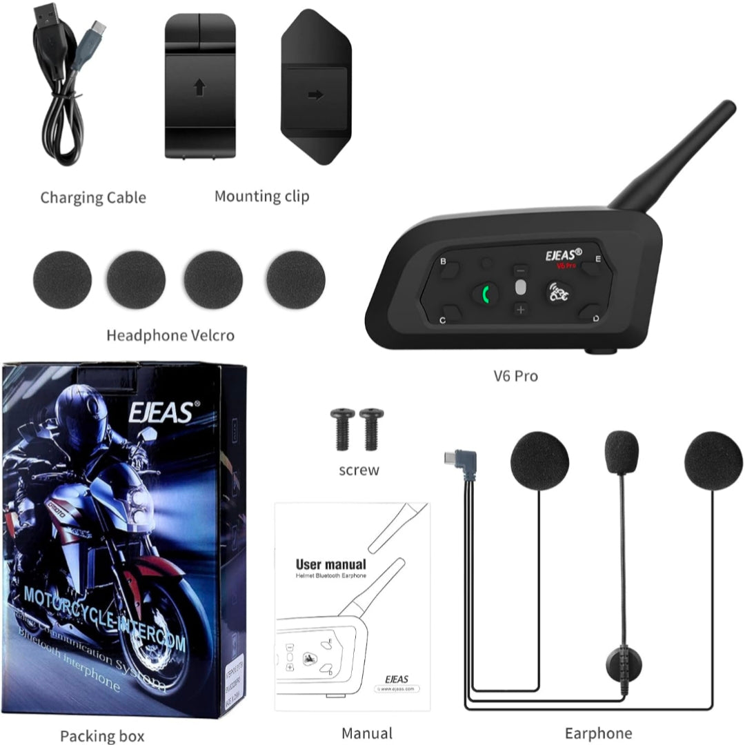 Motorcycle Helmet Bluetooth Intercom Ejeas V6 Pro