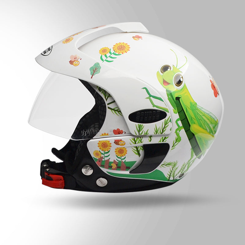 STUDDS MARSHALL KIDS D3 DECOR WHITE GREEN GRASSHOPPER – Motorizzr