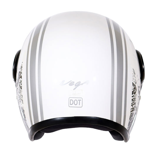 Vega Jet Old School W Visor Hemet - White Silver
