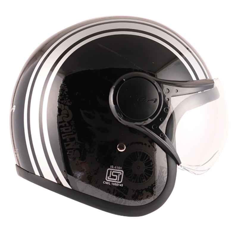 Vega Jet Old School W Visor Hemet - Black Silver