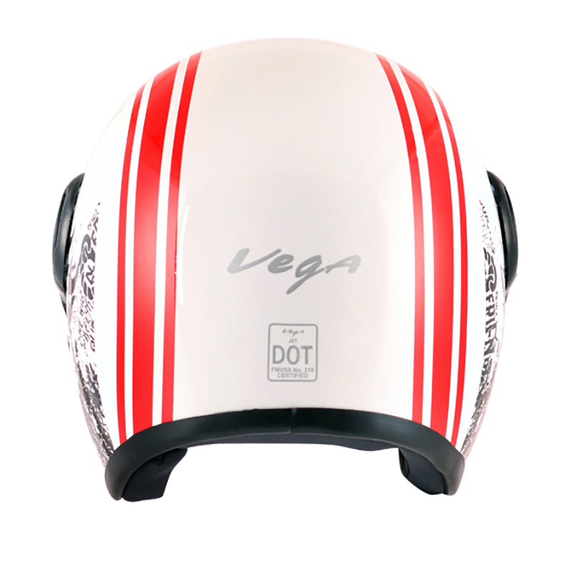 Vega Jet Old School W Visor Hemet - White Red