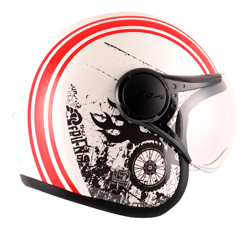 Vega Jet Old School W Visor Hemet - White Red
