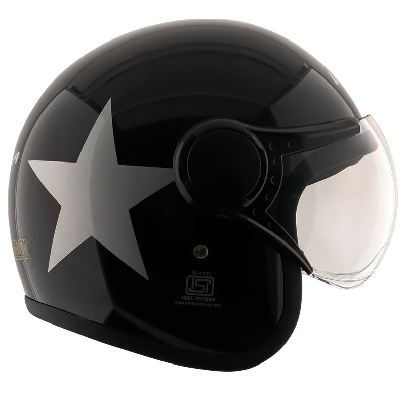 Vega Jet Star W Visor Hemet - Black Silver