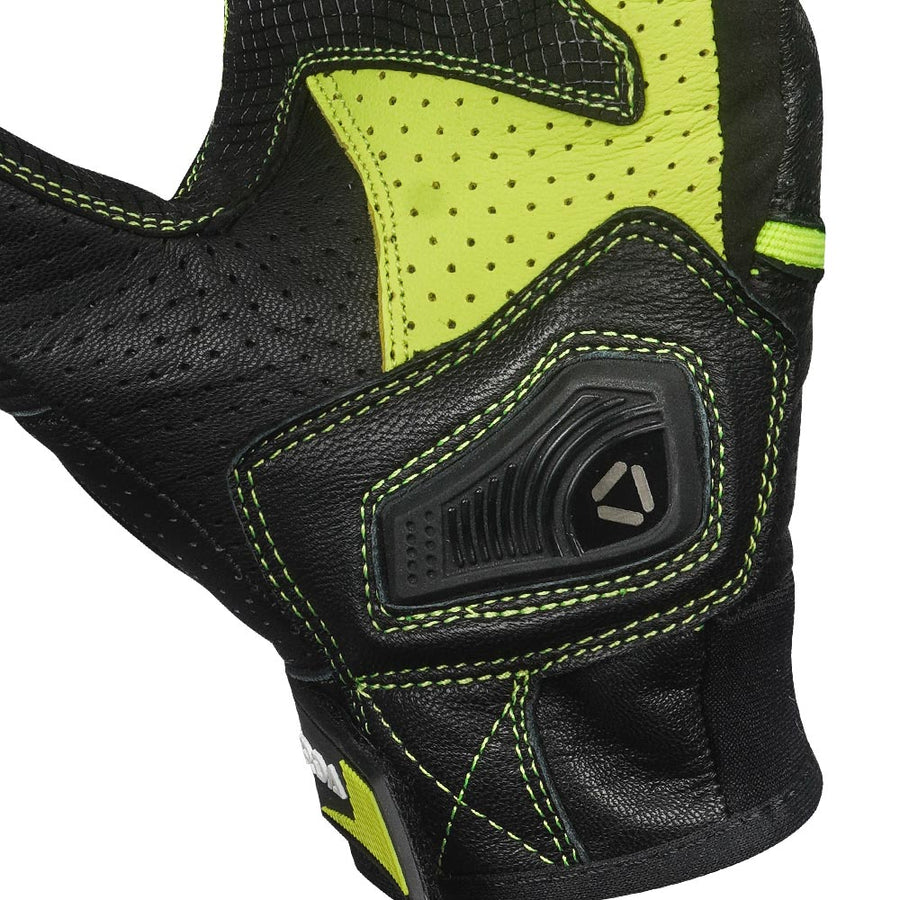 KORDA DRAG SHORT CUFF LEATHER RIDING GLOVES - FLUORESCENT YELOW