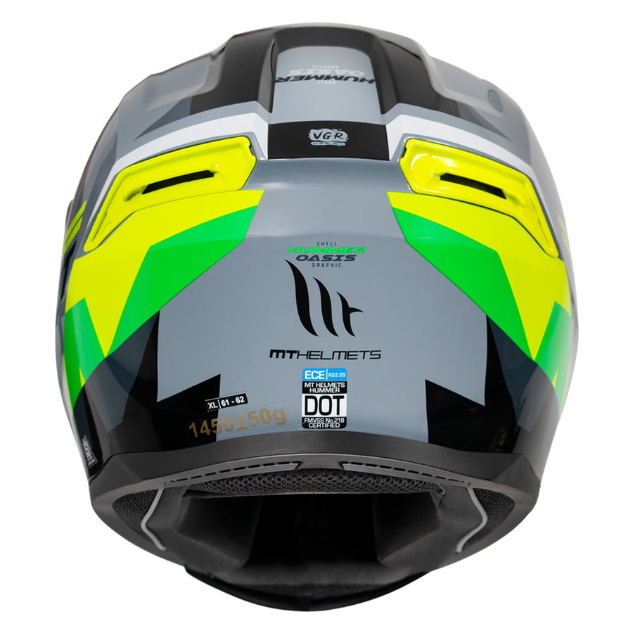 MT HUMMER OASIS HELMET - Grey & Fluorescent Yellow