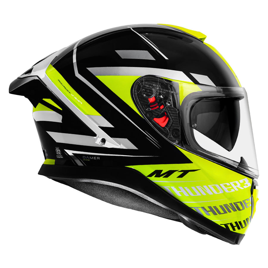 MT THUNDER3 PRO DAMER HELMET - Glossy fluorescent yellow