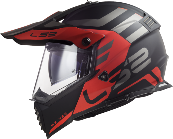 LS2 MX436 PIONEER EVO ADVENTURER HELMET - MATT BLACK RED