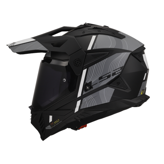 LS2 MX436 Pioneer 2 Hill Helmet - Matt Black White