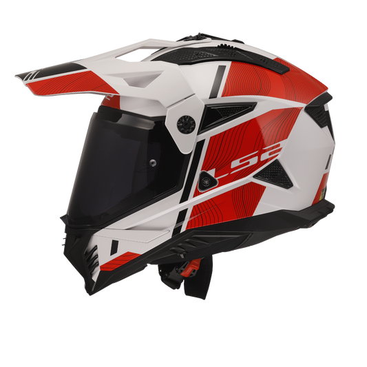 LS2 MX436 Pioneer 2 Hill Helmet - White Red