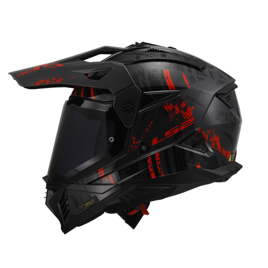 LS2 MX436 Pioneer 2 Crazy Helmet - Gloss Black Red