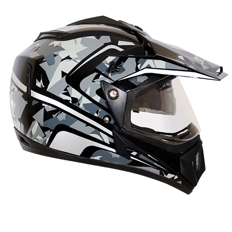 Vega Off Road DV Camo Helmet - Dull Black Silver