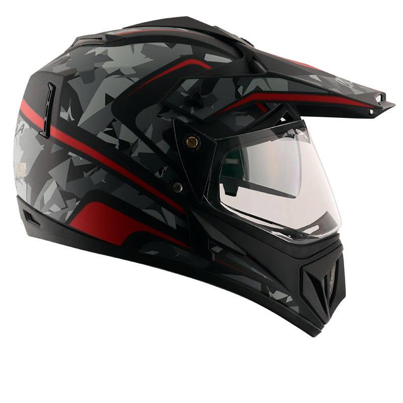 Vega Off Road DV Camo Helmet - Dull Black Red