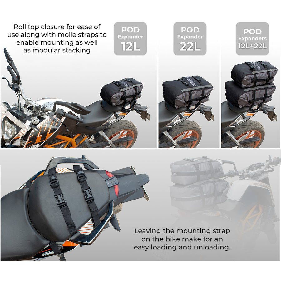 Viaterra Pod 100℅ WaterProof Motocycle TailBag 22L