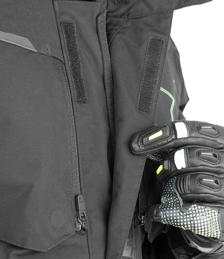 RYNOX Advento Pro Jacket - Black Hi-Viz Green