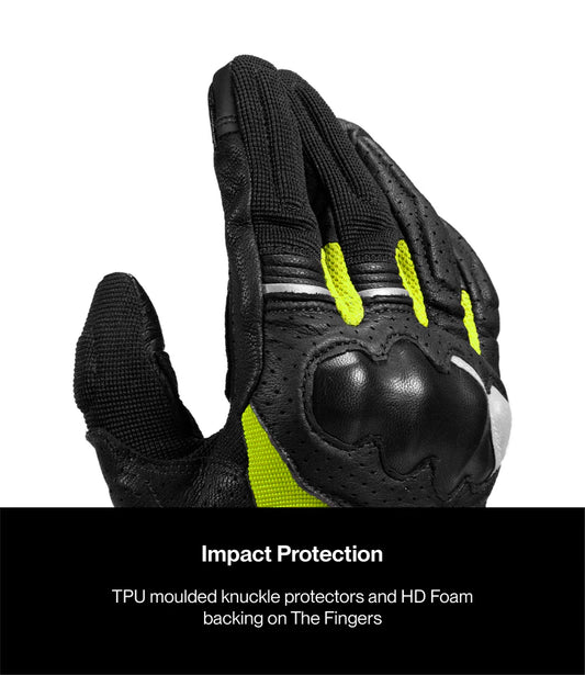 RYNOX AIR GT 2 GLOVES - Black Hi-Viz Green