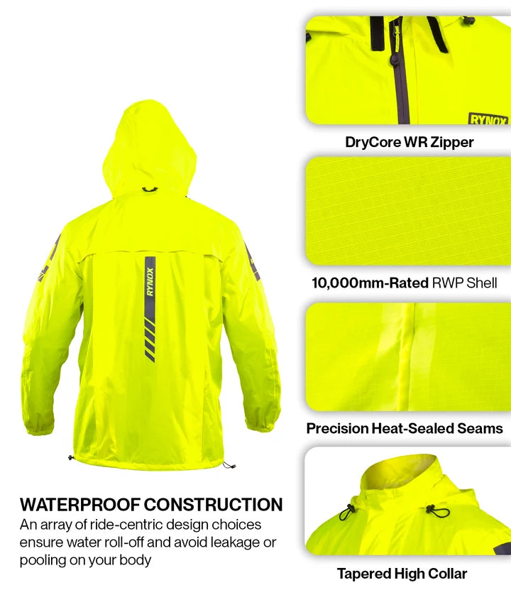 RYNOX H2GO PRO 4 RAIN JACKET - Hi-Viz Green