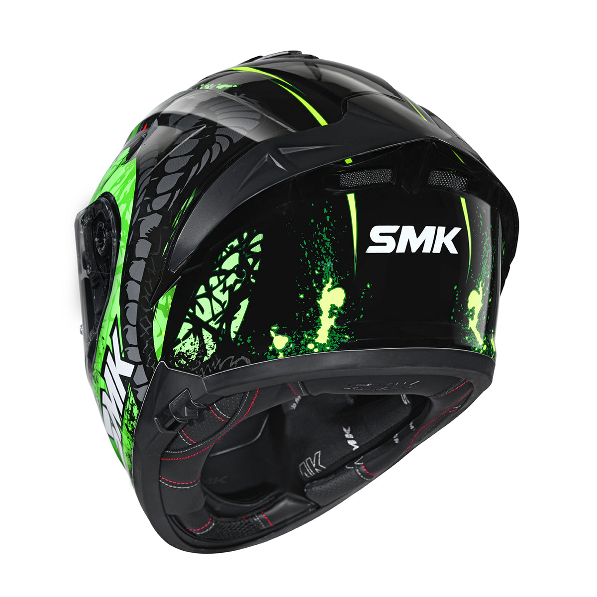 SMK TYPHOON REPTILE HELMETS - GL284 BLACK GREEN YELLOW