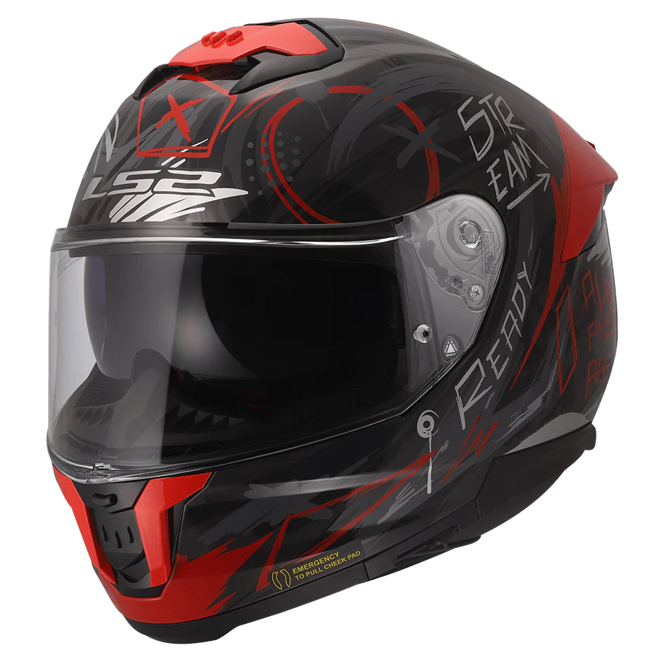 LS2 FF320 Stream II Scratches Helmet - Black Red