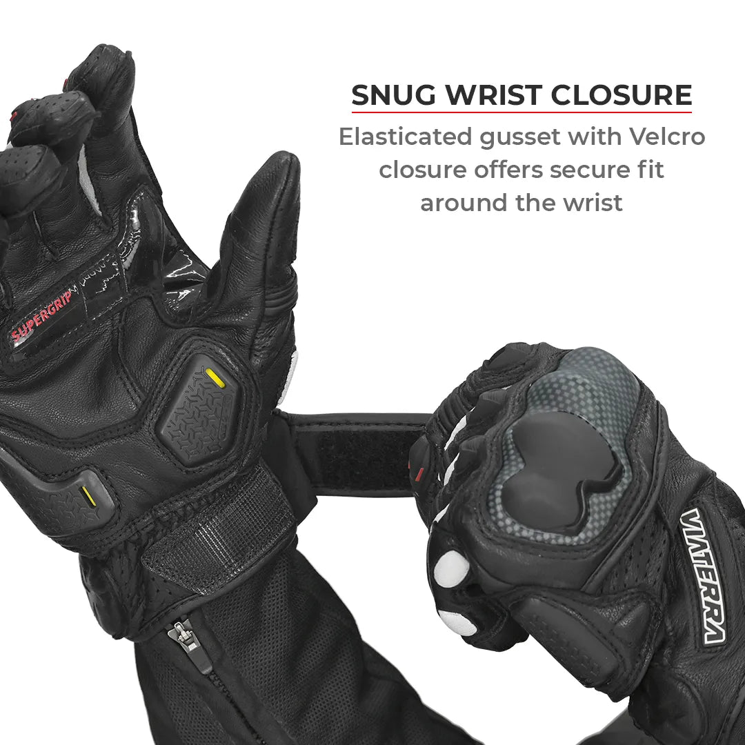 VIATERRA Shifter - Short Motorcycle Leather Riding Gloves - Black